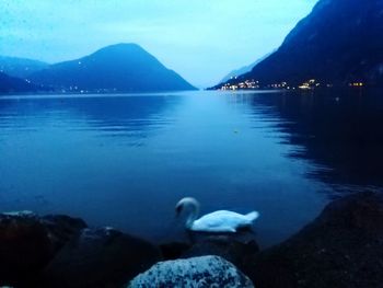 Scenic view of lake and mountains