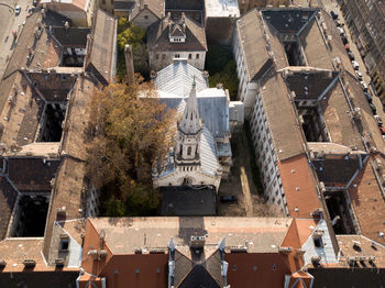 High angle view of buildings in city