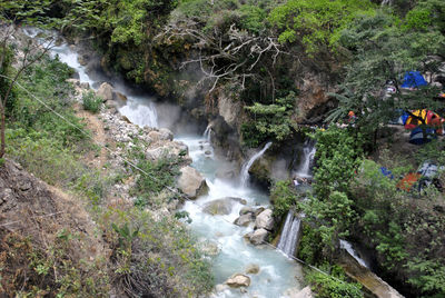 Stream flowing through rocks in forest