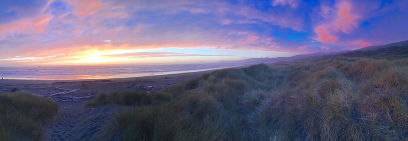 Scenic view of sea at sunset