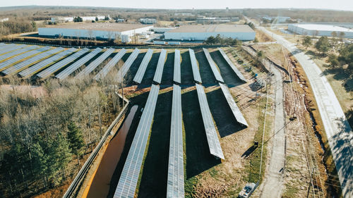 High angle view of dam on landscape