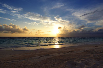 Scenic view of sea at sunset