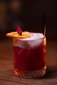 Close-up of drink in glass on table