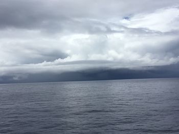 Scenic view of sea against cloudy sky