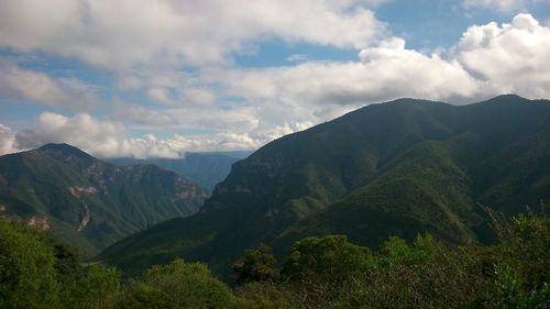 Scenic view of mountains against sky