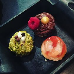 High angle view of fruits on table