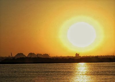 Scenic view of sea at sunset