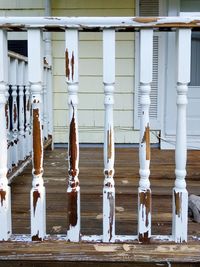 Railing and balusters on front porch of house