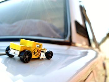 Close-up of toy car