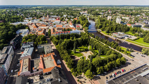 High angle view of city