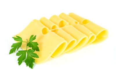 Close-up of fresh yellow over white background