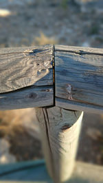 Close-up of wooden post