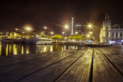 Illuminated city at waterfront