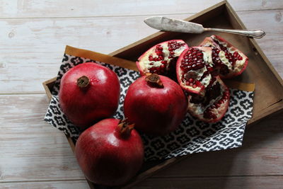 High angle view of fruits on table
