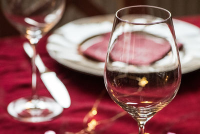 Close-up of wineglass on table