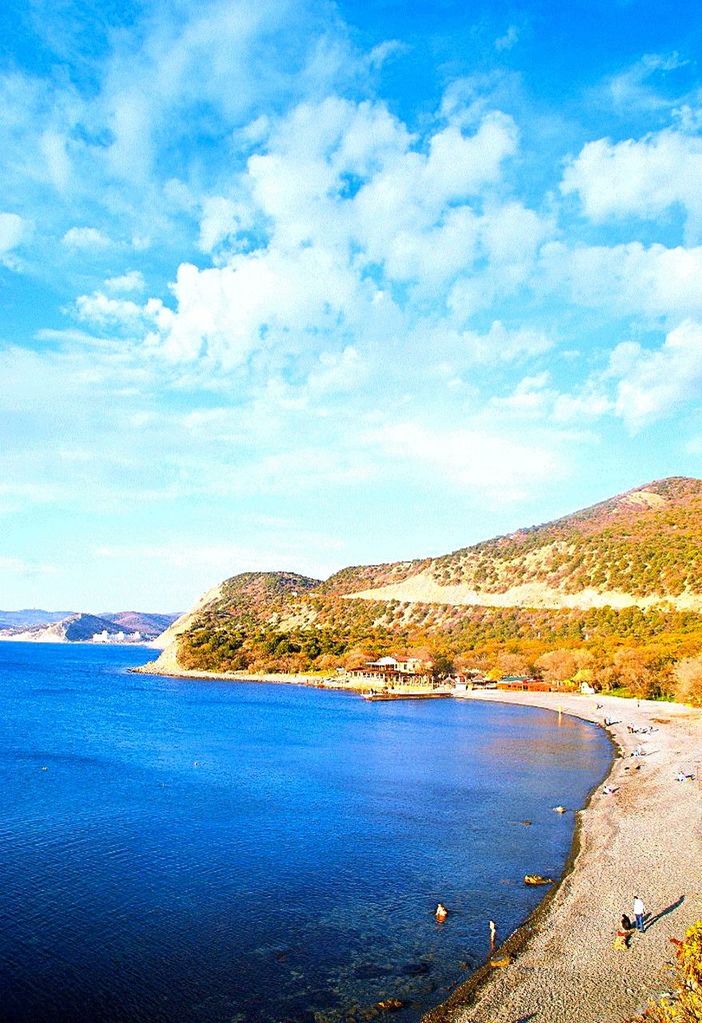 water, sea, sky, tranquil scene, scenics, tranquility, blue, beauty in nature, beach, cloud - sky, nature, shore, cloud, idyllic, coastline, horizon over water, rock - object, calm, day, non-urban scene