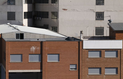 Closeup of exterior of factory building in madrid, spain