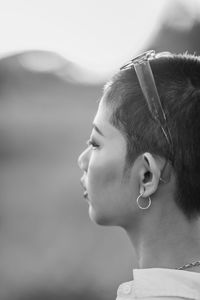 Close-up of woman wearing sunglasses