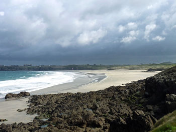 Scenic view of sea against cloudy sky