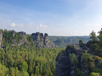 Bastei - lokomotive - view of landscape against cloudy sky