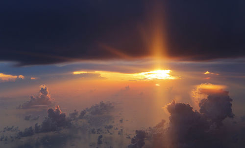 Scenic view of dramatic sky during sunset