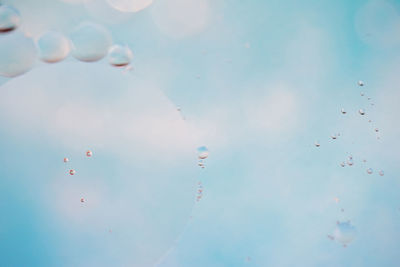 Close-up of balloons against blue sky