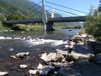 Bridge over river against sky