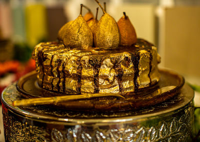 Close-up of cake on table