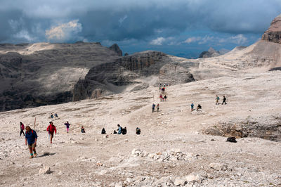 People walking on mountain