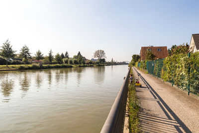 Scenic view of lake against clear sky