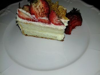 High angle view of cake in plate