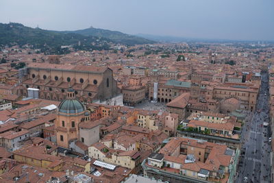 High angle view of buildings in city