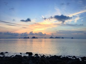 Scenic view of sea against sky during sunset