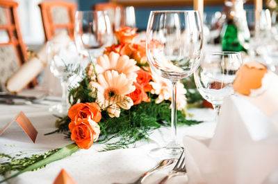 Close-up of table in restaurant