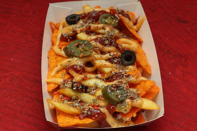 Close-up of food in plate on table