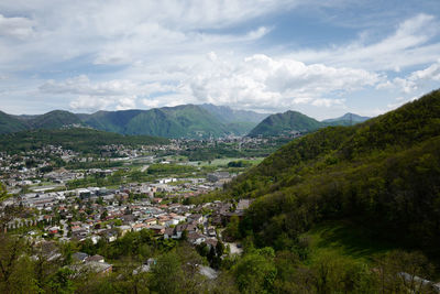 Scenic view of townscape against sky