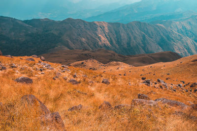 Scenic view of mountains against sky