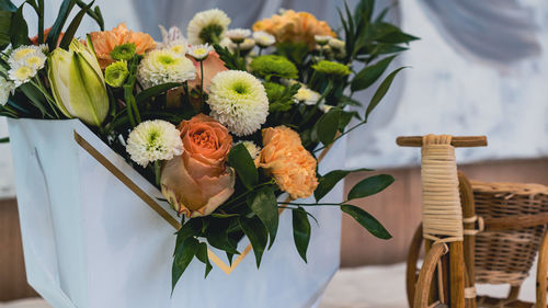 Close-up of flower pot on table