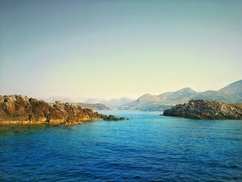 Scenic view of sea against clear sky