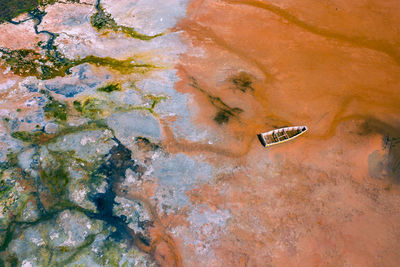 High angle view of old weathered wall