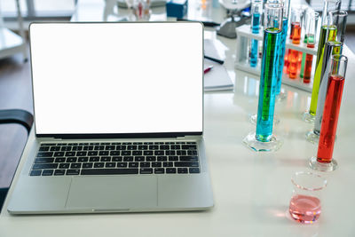 Close-up of laptop on table