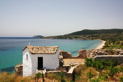Scenic view of sea against clear sky