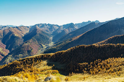 Scenic view of mountains against clear sky