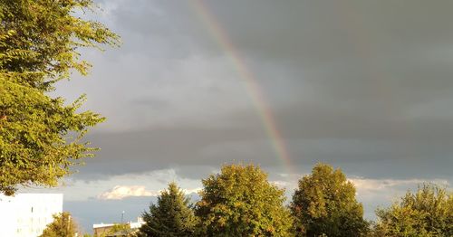 Low angle view of rainbow against sky