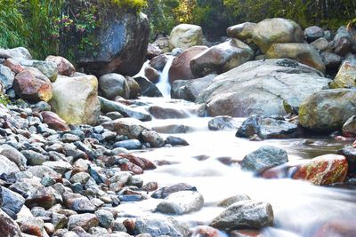 Scenic view of waterfall