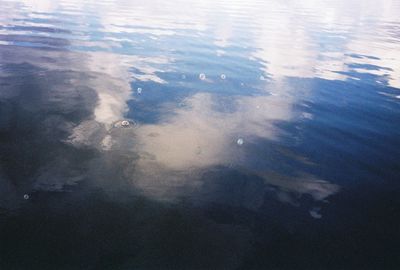 High angle view of reflection in lake