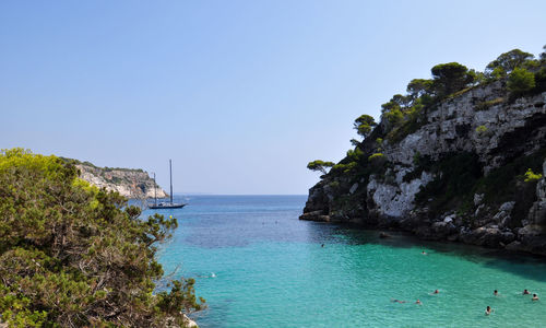 Scenic view of sea against clear sky