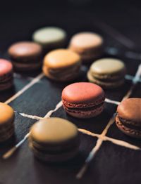 Close-up of macaroons on table