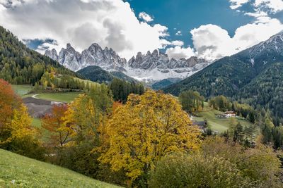 Scenic view of landscape and mountains against sky