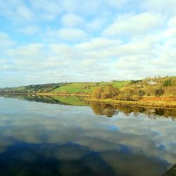 Scenic view of lake against sky